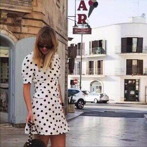 RIXO London Laura Polka Dot Crepe Button Front Mini Dress